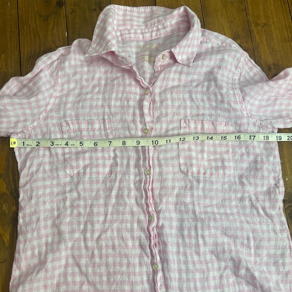 Lily Pulitzer size small linen pink gingham button down shirt - Picture 5 of 6